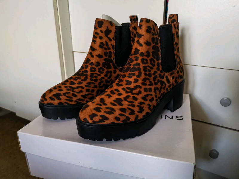 leopard platform boots